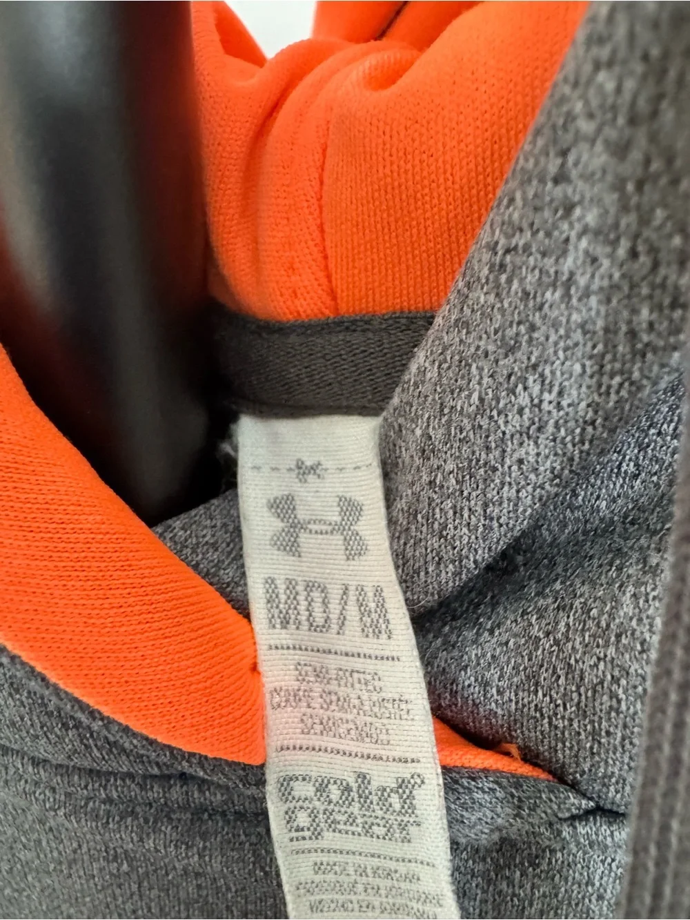 Under Armour Men's Gray Hoodie with Orange Logo